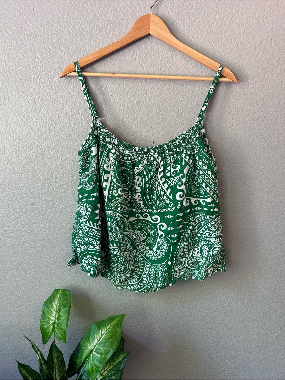 Green Paisley Hawaiian Spaghetti-Strap Camisole by Hula Bay